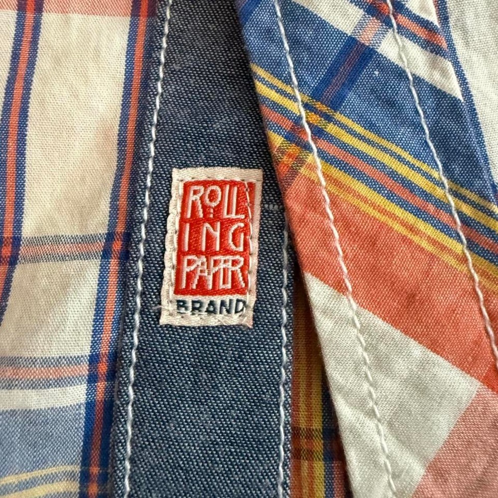 Rolling Paper Brand Plaid Workwear‎ Button-Up Shirt Y2K Retro Western - Picture 4 of 8